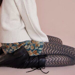 FREE PEOPLE Pointelle Chevron Italian Tights Grey OS